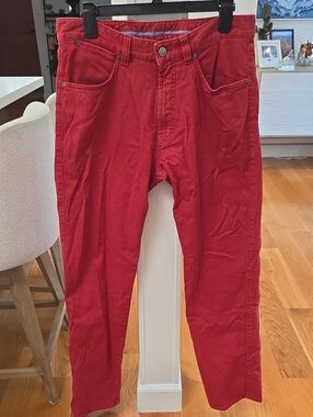 Ermenegildo Zegna Coral Red Men’s Designer Straight Denim Jeans 32x33